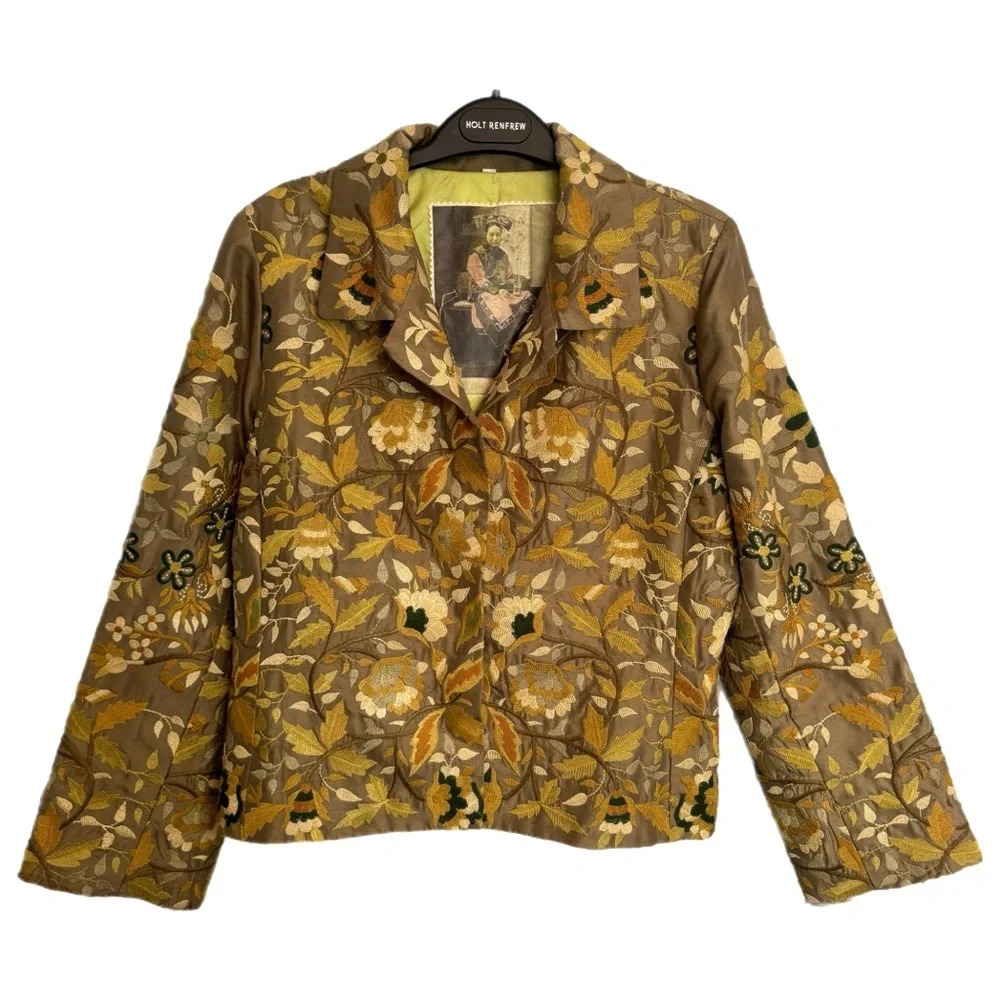 Johnny Was Biya Embroidered Floral Cropped Blazer Jacket  Size S Boho Artsy READ